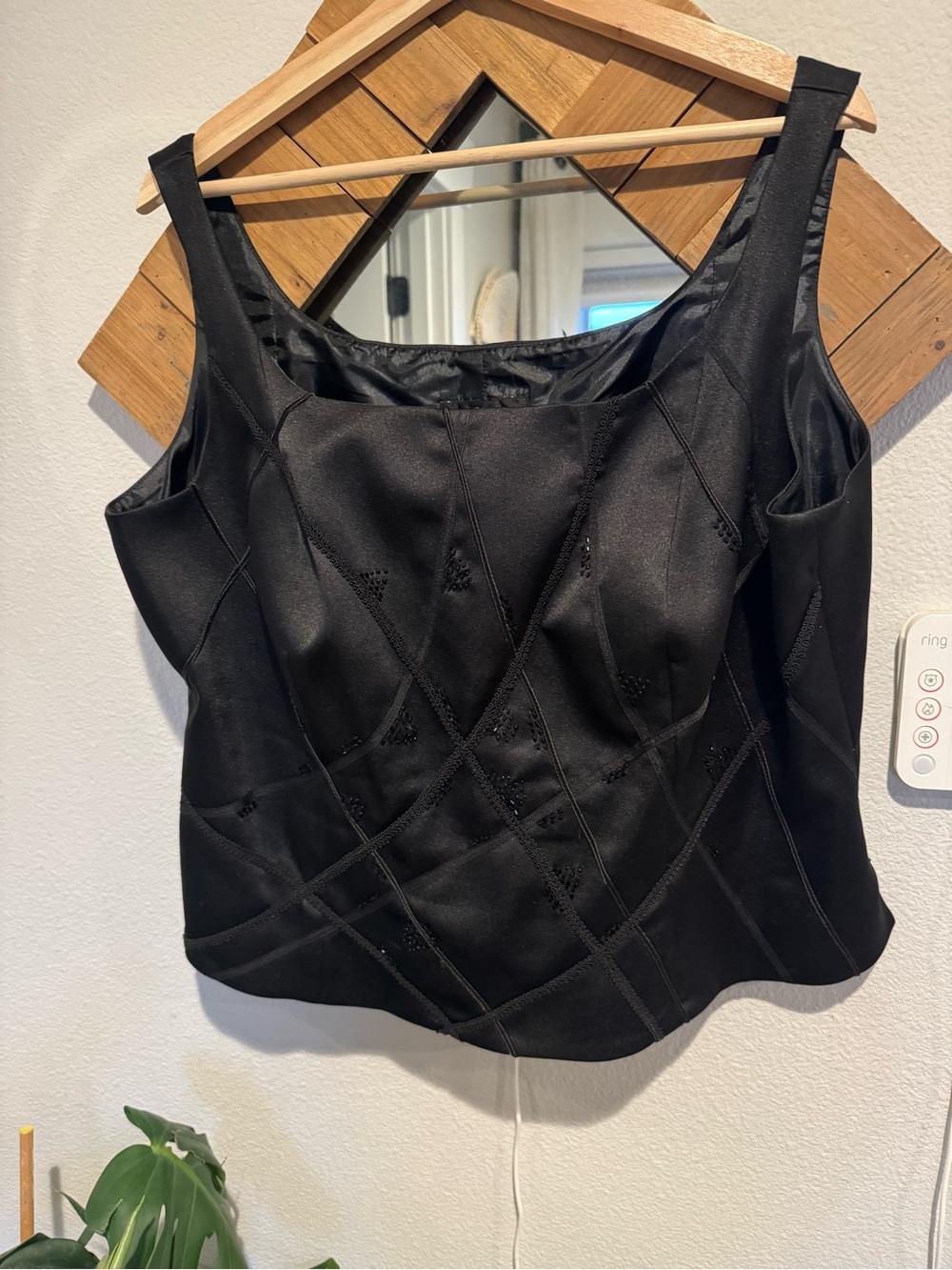 Sandra Darren Black Satin corset